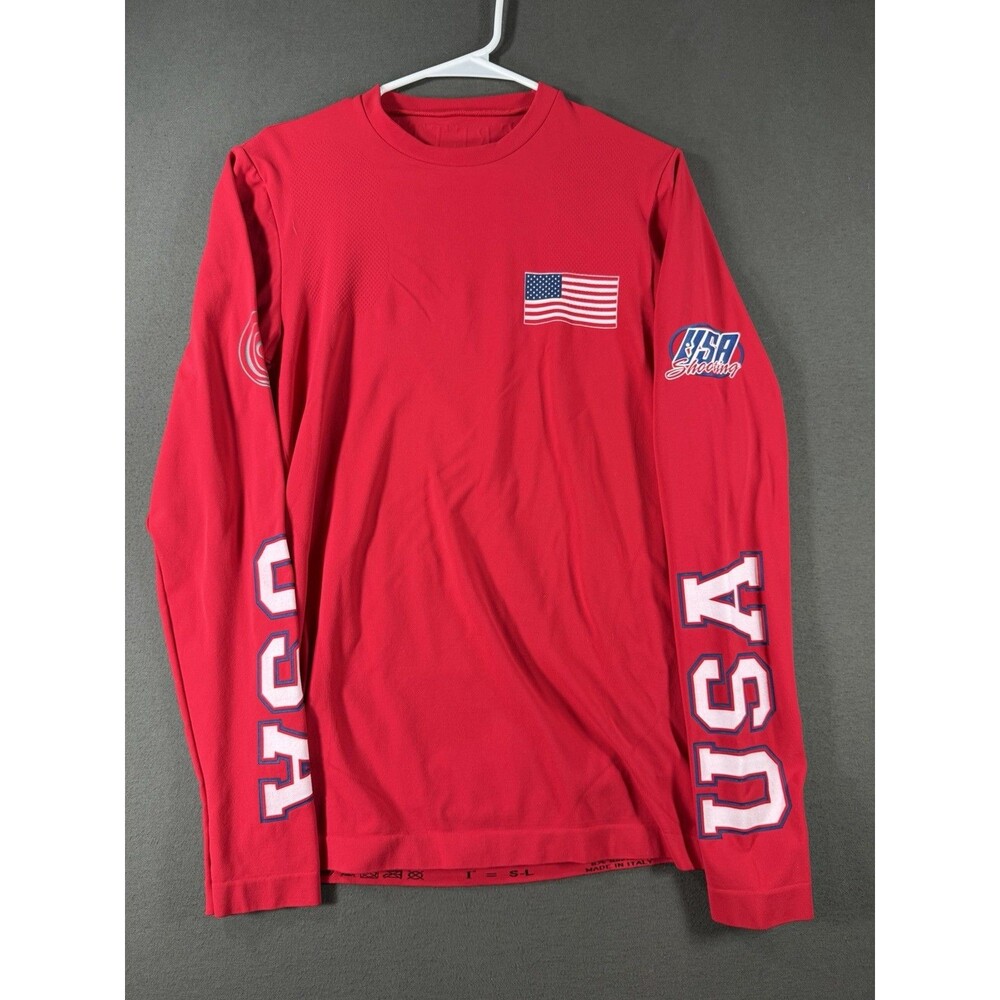 Beretta Team USA Shooting Shirt Men Large Red Long Sleeve Performance Italy Made